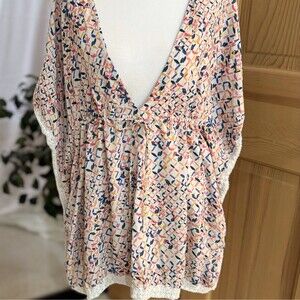 Summersalt Swim Coverup Boho Poncho Drawstring Womens small Crochet Beachy Pool‎